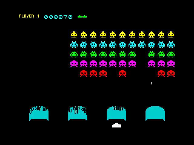 Captura ecran, jocul Invaders pentru ZX Spectrum